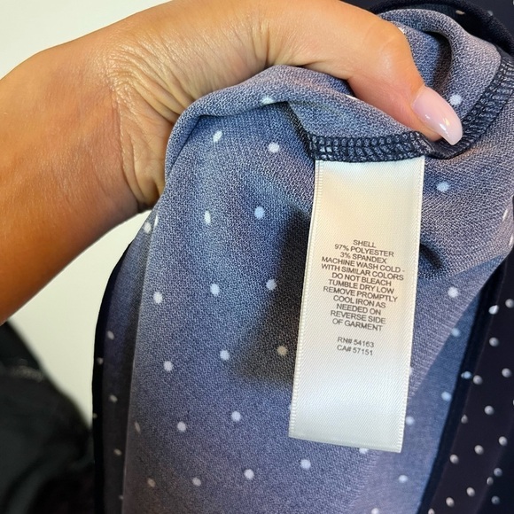 Eliza J Women 10 Navy Blue Polka Dot Tiered Ruffle Dress MIni 3/4 Sleeve Preppy - Picture 4 of 5